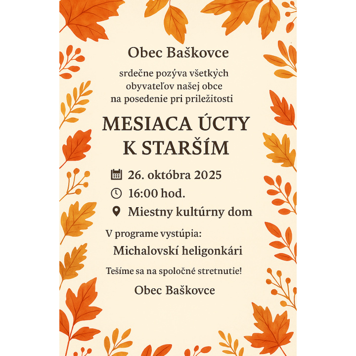 Pozvánka - mesiac úcty k starším