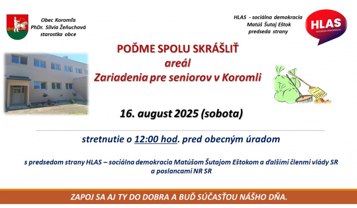 Pozvánka na stretnutie s  predsedom strany HLAS  - sociálna demokracia Matúšom Šutajom Eštokom a ďalšími členmi vlády SR a poslancami NRSR. 